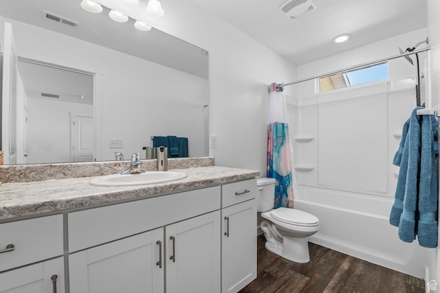 14907 S Messi St, Herriman, UT 84096 - bathroom featuring vanity, shower / tub combo with curtain, and wood finished floors