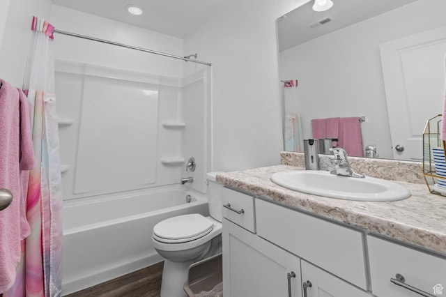 14907 S Messi St, Herriman, UT 84096 - bathroom featuring vanity, shower / bath combo with shower curtain, and wood finished floors