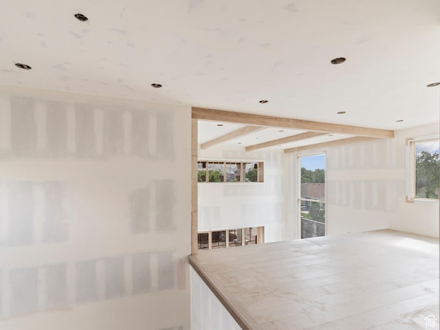 13216 S Telemark Ln E, Draper, UT 84020 - unfurnished dining area featuring beam ceiling and recessed lighting