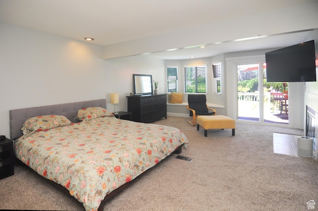 2845 Banbury Rd E, Cottonwood Heights, UT 84121 - bedroom with access to outside, carpet floors, and recessed lighting