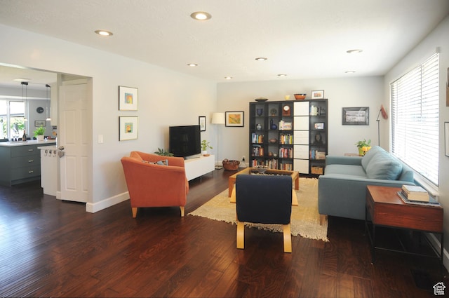 2845 Banbury Rd E, Cottonwood Heights, UT 84121 - living room featuring dark wood finished floors and recessed lighting