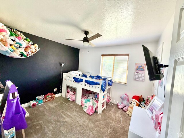 301 S 1350 W, Vernal, UT 84078 - bedroom with carpet, ceiling fan, and a textured ceiling
