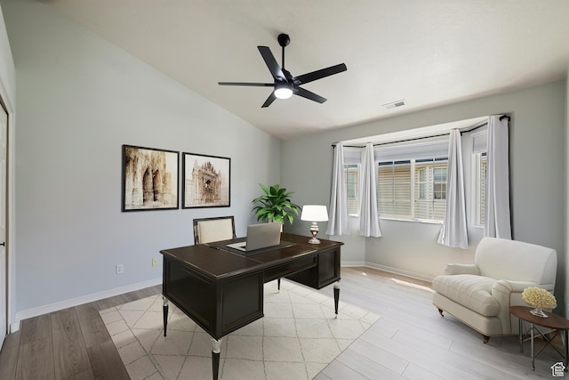 3760 S Carlisle Park Pl W Unit 3, Salt Lake City, UT 84119 - office space featuring lofted ceiling, light wood-style floors, and a ceiling fan