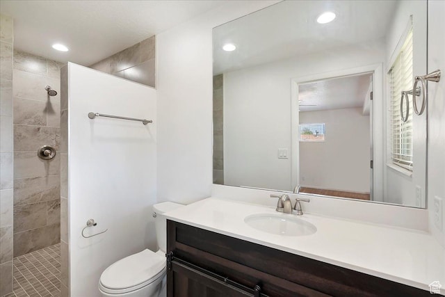 1414 E 275 N, Layton, UT 84040 - bathroom with a walk in shower, vanity, and recessed lighting