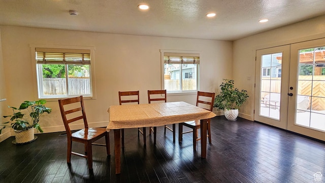 151 W 1485 N, Orem, UT 84057 - dining room featuring french doors, plenty of natural light, dark wood-style flooring, recessed lighting, and a textured ceiling