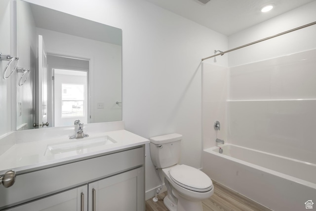 1857 E Bison Dr Unit B217, Eagle Mountain, UT 84005 - full bath with wood finished floors, vanity, bathtub / shower combination, and recessed lighting