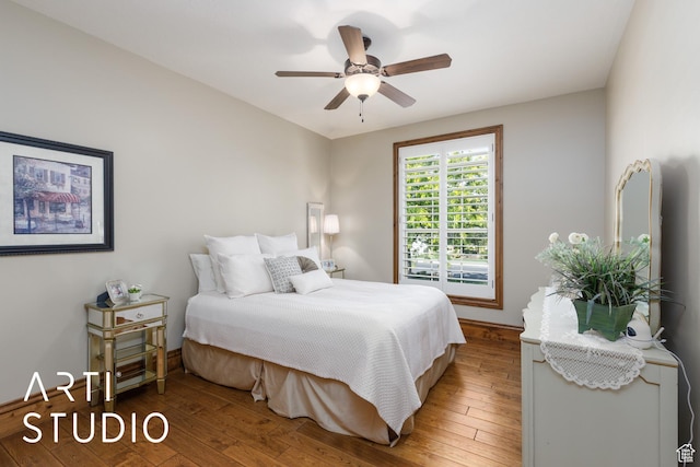 2124 N Heritage Dr, Farr West, UT 84404 - bedroom featuring hardwood / wood-style floors and ceiling fan