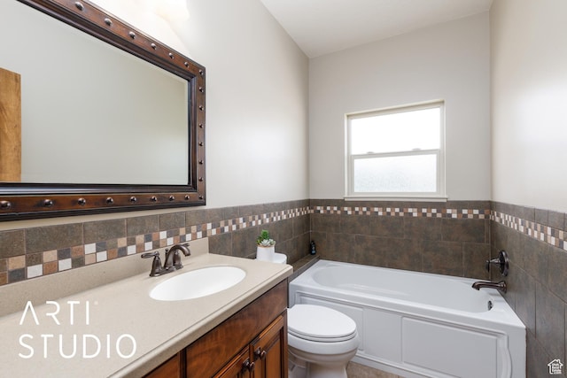 2124 N Heritage Dr, Farr West, UT 84404 - full bath with a bath, vanity, and tile walls