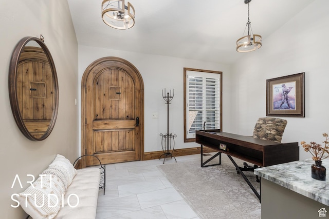 2124 N Heritage Dr, Farr West, UT 84404 - foyer featuring light marble finish flooring and baseboards