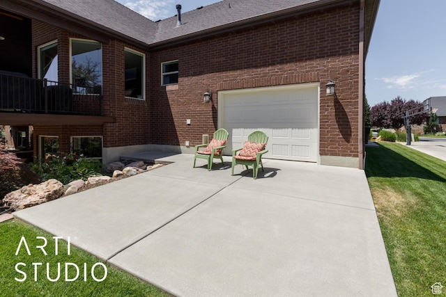 2124 N Heritage Dr, Farr West, UT 84404 - view of home's exterior featuring brick siding, concrete driveway, a garage, roof with shingles, and a yard