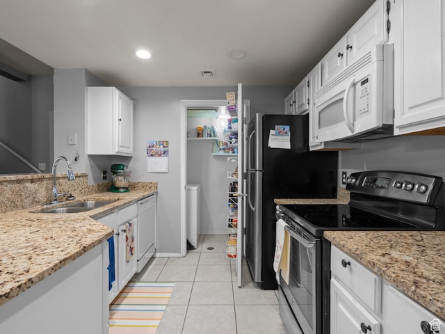 900 Bitner Rd Unit D 34, Park City, UT 84098 - kitchen featuring white appliances, white cabinets, light tile patterned floors, light stone countertops, and recessed lighting