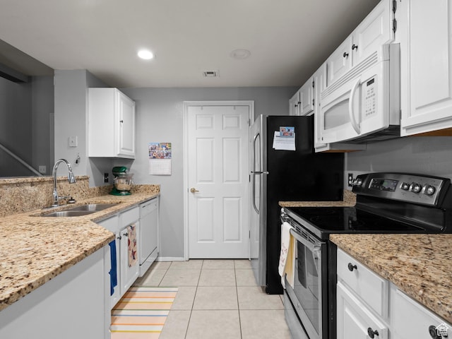 900 Bitner Rd Unit D 34, Park City, UT 84098 - kitchen featuring white appliances, white cabinets, light tile patterned floors, light stone countertops, and recessed lighting