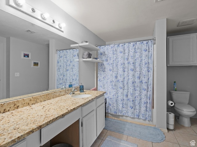 900 Bitner Rd Unit D 34, Park City, UT 84098 - bathroom with tile patterned floors, vanity, and shower / tub combo with curtain