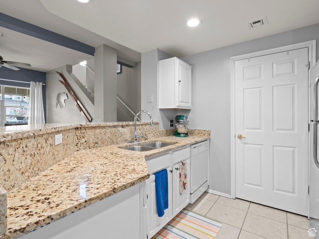 900 Bitner Rd Unit D 34, Park City, UT 84098 - kitchen featuring dishwasher, light stone counters, light tile patterned floors, white cabinets, and recessed lighting