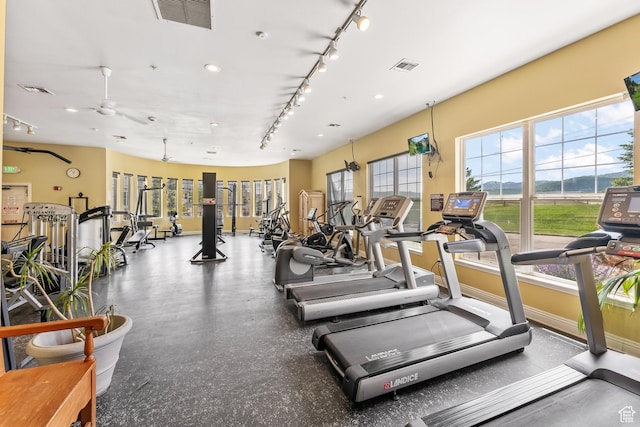 900 Bitner Rd Unit K25, Park City, UT 84098 - gym with track lighting and a ceiling fan