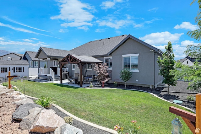 1792 W Norway Spruce Dr, Layton, UT 84041 - rear view of house with a gazebo, a patio, and stucco siding