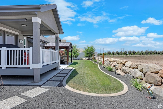 1792 W Norway Spruce Dr, Layton, UT 84041 - view of green lawn with a gazebo and a wooden deck