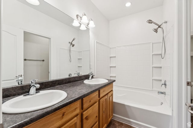 1535 W 80 S, Pleasant Grove, UT 84062 - bathroom with shower / tub combination, double vanity, and tile patterned flooring