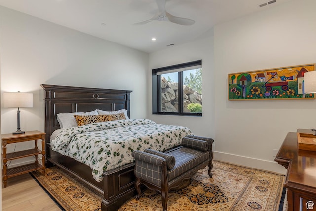 1545 N Red Castle Cir, Heber City, UT 84032 - bedroom with light wood-style flooring, recessed lighting, and a ceiling fan