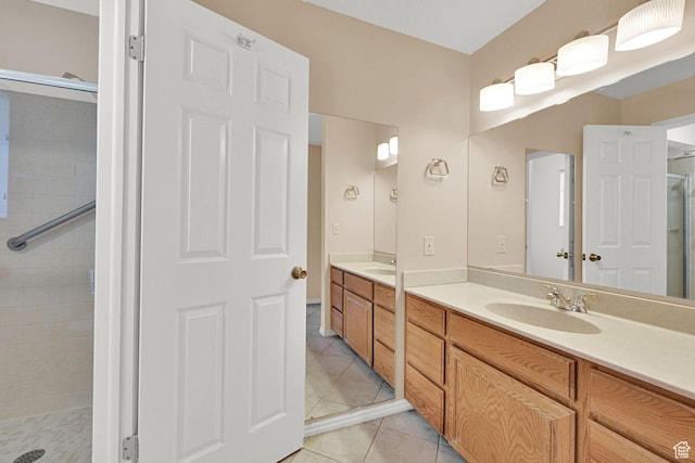 293 E 5450 S Unit 19, Washington Terrace, UT 84405 - full bath with double vanity, a stall shower, and tile patterned floors