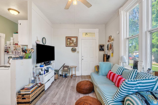 442 N 100 E, Provo, UT 84606 - living room with ceiling fan, plenty of natural light, and light wood-style floors