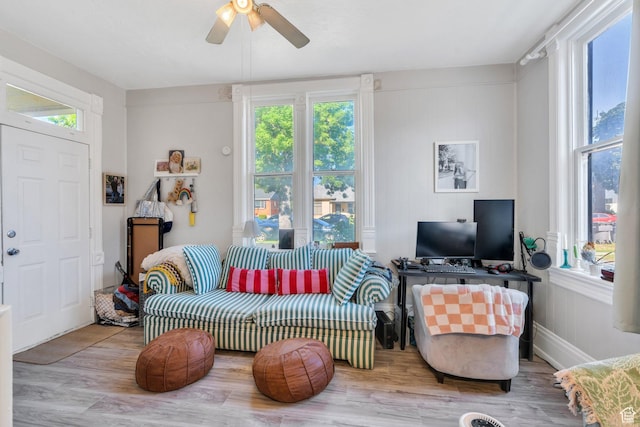 442 N 100 E, Provo, UT 84606 - living area featuring a ceiling fan and wood finished floors