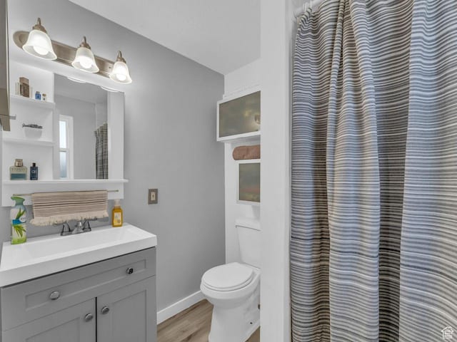 4273 W Annapolis Dr S, West Valley City, UT 84120 - bathroom featuring wood finished floors, vanity, and a shower with shower curtain