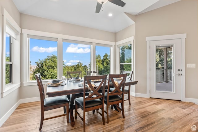 1155 S Eagle Nest Dr, Woodland Hills, UT 84653 - dining space featuring light wood-style floors, healthy amount of natural light, a ceiling fan, and recessed lighting