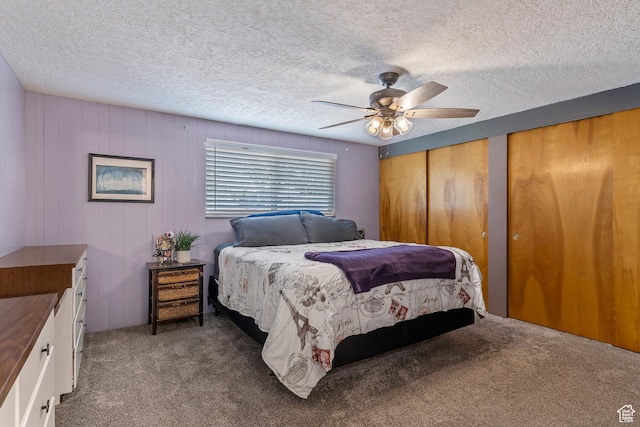 641 S 500 W, Brigham City, UT 84302 - bedroom featuring carpet floors, multiple closets, a ceiling fan, and a textured ceiling