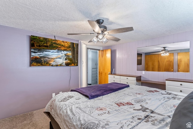 641 S 500 W, Brigham City, UT 84302 - carpeted bedroom with a textured ceiling and ceiling fan