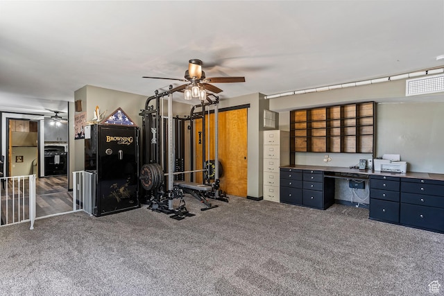641 S 500 W, Brigham City, UT 84302 - bedroom with carpet flooring, a ceiling fan, and built in study area