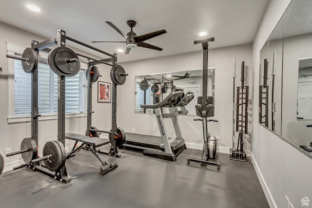 467 E Island View Cir N, Farmington, UT 84025 - workout room with ceiling fan and recessed lighting