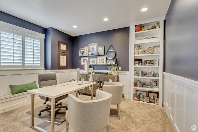 467 E Island View Cir N, Farmington, UT 84025 - office featuring a wainscoted wall, a decorative wall, carpet flooring, and recessed lighting