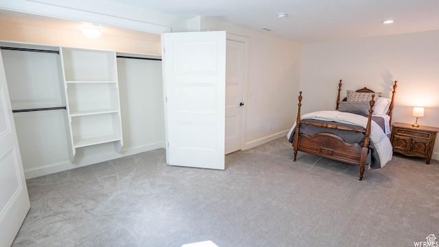 2295 E Woodchuck Way, Sandy, UT 84093 - bedroom featuring carpet, a closet, and recessed lighting