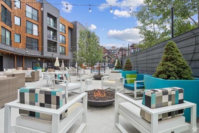 2670 Canyons Resort Dr Unit 417, Park City, UT 84098 - view of patio / terrace with an outdoor living space with a fire pit
