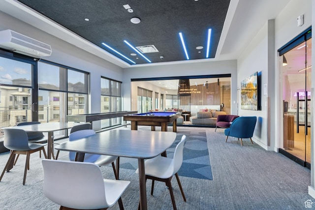2670 Canyons Resort Dr Unit 417, Park City, UT 84098 - recreation room featuring billiards, a raised ceiling, carpet floors, and a wall mounted AC