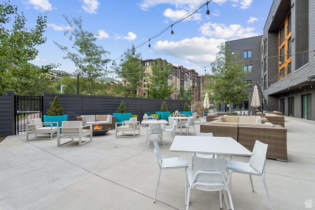 2670 Canyons Resort Dr Unit 417, Park City, UT 84098 - view of patio / terrace with an outdoor living space with a fire pit