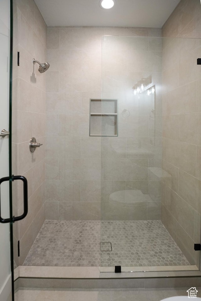 10135 E Clubhouse Rd, Heber City, UT 84032 - bathroom with a shower stall and recessed lighting