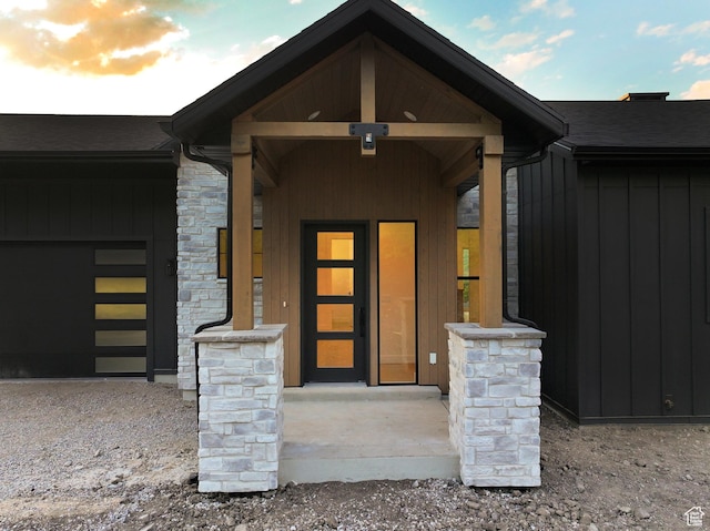 10135 E Clubhouse Rd, Heber City, UT 84032 - entrance to property featuring stone siding and board and batten siding