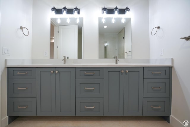 10135 E Clubhouse Rd, Heber City, UT 84032 - full bath with double vanity, tile patterned flooring, and a shower