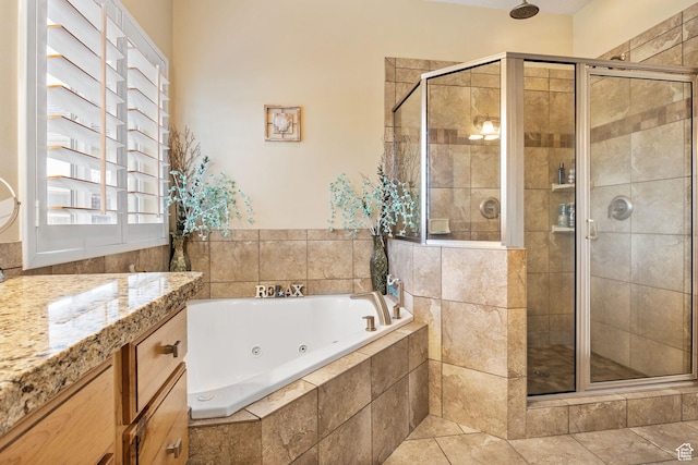 1455 W 600 S, Layton, UT 84041 - full bathroom with a tub with jets, a shower stall, and vanity
