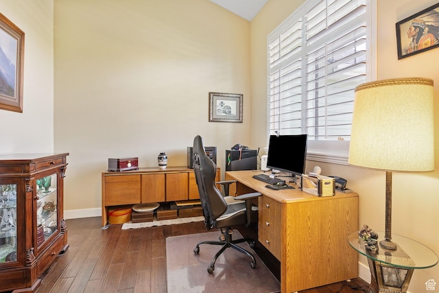 1455 W 600 S, Layton, UT 84041 - home office featuring dark wood-style floors and baseboards