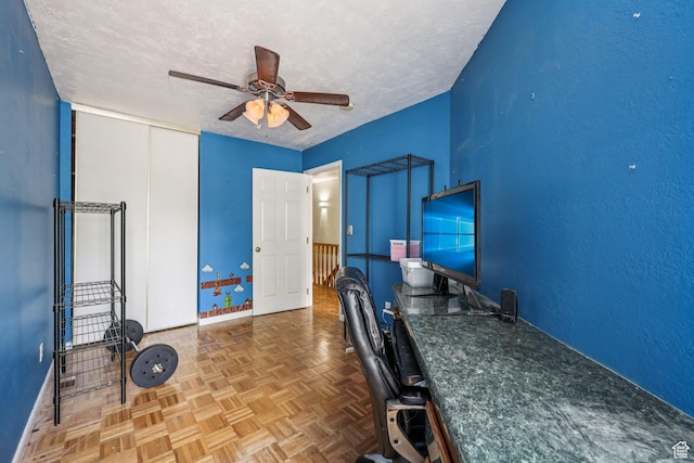 5249 S Gravenstein Park, Murray, UT 84123 - home office featuring ceiling fan and a textured ceiling