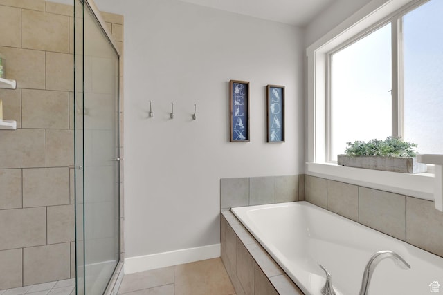 5295 S 4425 W, Hooper, UT 84315 - bathroom featuring a garden tub, a shower stall, and tile patterned flooring