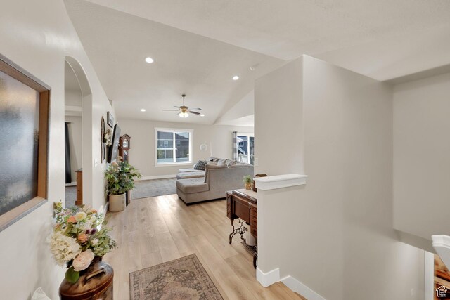 5295 S 4425 W, Hooper, UT 84315 - hall featuring light wood-type flooring, recessed lighting, and vaulted ceiling