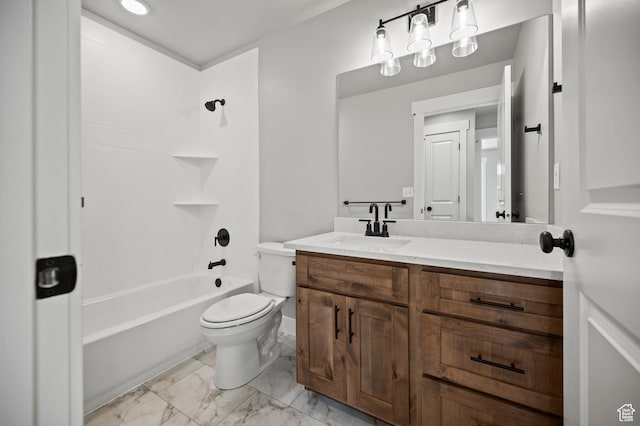 9420 N 5600, Elwood, UT 84337 - full bathroom featuring vanity, marble finish flooring, and bathing tub / shower combination
