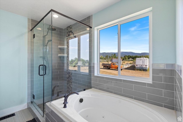 775 N 500 E, Spring City, UT 84662 - full bathroom with a mountain view, a jetted tub, and a stall shower