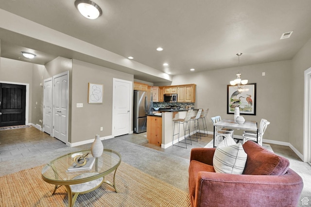 1028 W 950 N, Layton, UT 84041 - living room featuring a chandelier and recessed lighting