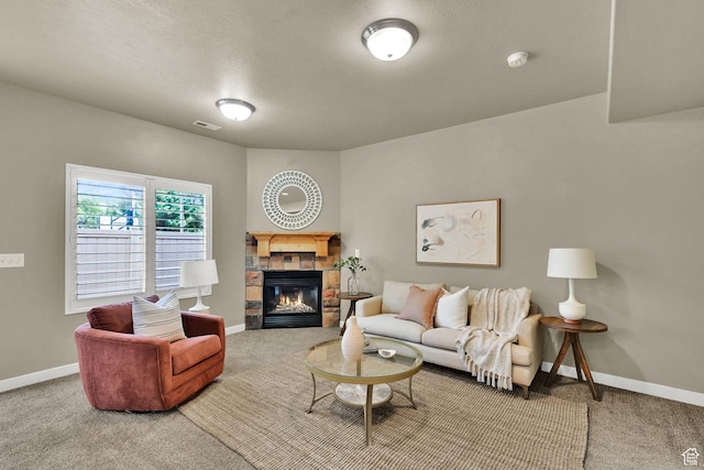 1028 W 950 N, Layton, UT 84041 - living room with carpet flooring and a stone fireplace