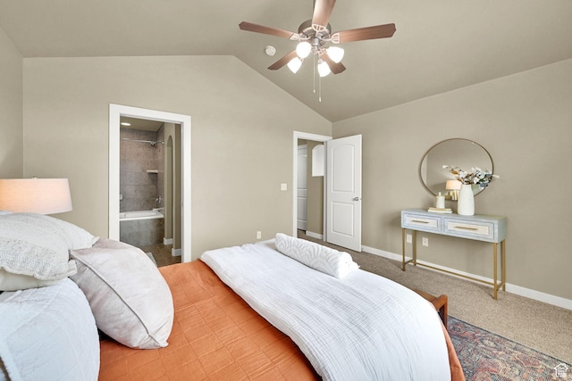 1028 W 950 N, Layton, UT 84041 - bedroom featuring lofted ceiling, ceiling fan, ensuite bathroom, and light carpet